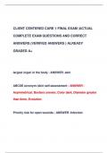 CLIENT CENTERED CARE 1 FINAL EXAM &vert;ACTUAL  COMPLETE EXAM QUESTIONS AND CORRECT  ANSWERS &lpar;VERIFIED ANSWERS &rpar; ALREADY  GRADED A&plus;