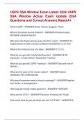 USPS SSA Window Exam Latest 2024 USPS  SSA Window Actual Exam Update 2024  Questions and Correct Answers Rated A&plus;