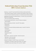 Medical Embryology Exam Questions With 100&percnt; Correct Answers