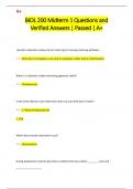 BIOL 200 Midterm 1 Questions and  Verified Answers &vert; Passed &vert; A&plus; 