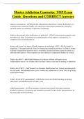 Master Addiction Counselor TOP Exam  Guide Questions and CORRECT Answers