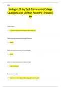 biology 105 Ivy Tech Community College Questions and Verified Answers &vert; Passed &vert;  A&plus; 