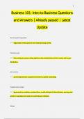 Business 101 Exam  Pack Questions and Answers &vert; Already passed &vert; Latest Update