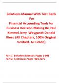 Solutions Manual With Test Bank for Financial Accounting Tools for Business Decision Making 8th Edition By Paul Kimmel&comma; Jerry Weygandt&comma; Donald Kieso &lpar;All Chapters&comma; 100&percnt; Original Verified&comma; A&plus; Grade&rpar;