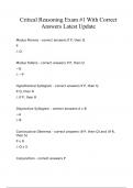 Critical Reasoning Midterm &lpar;Chapters 1-5&rpar; With Correct Answers Latest Update