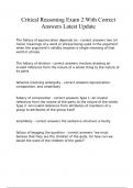 Critical Reasoning Exam 2 With Correct Answers Latest Update