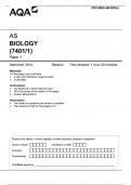 AQA As BIOLOGY &lpar;7401&sol;1&rpar;Paper 1&period;Exam questions latest update