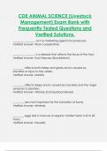 CDE ANIMAL SCIENCE &lpar;Livestock  Management&rpar; Exam Bank with  Frequently Tested Questions and  Verified Solutions&period;