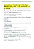 Indiana Qma Final Study Guide State Board Exam&lowbar;100&percnt; Excel Questions and Answers