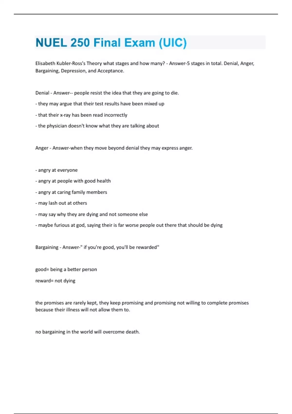 NUEL 250 Final Exam (UIC) Questions and Answers(A+ Solution guide ...