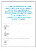 TCFP INCIDENT SAFETY OFFICER  EXAM 2024 WITH ACTUAL CORRECT  QUESTIONS AND VERIFIED  DETAILED ANSWERS &vert;FREQUENTLY  TESTED QUESTIONS AND SOLUTIONS  &vert;ALREADY GRADED  A&plus;&vert;NEWEST&vert;GUARANTEED PASS  &vert;LATEST UPDATE