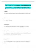 GCSE OCR Psychology - Social Influence Questions & Correct Answers&sol; Graded A&plus;