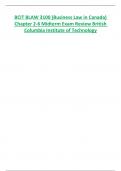 BCIT BLAW 3100 &lpar;Business Law in Canada&rpar;  Chapter 2-6 Midterm Exam Review British  Columbia Institute of Technology