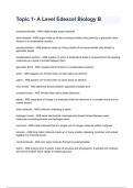 Topic 1- A Level Edexcel Biology B Exam 2024&sol;2025 Questions & Answers Already Graded A Solution&period;