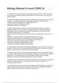 Biology Edexcel A Level &lpar;TOPIC 4&rpar; Exam 2024&sol;2025 Questions & Correct Answers Guaranteed Pass&period;