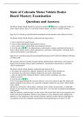 State of Colorado Motor Vehicle Dealer Board Mastery Examination