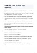 Edexcel A Level Biology Topic 1 Exam 2024&sol;2025 Questions & Correct Answers Guaranteed Pass&period;