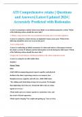 ATI Comprehensive retake &vert; Questions and Answers&vert; Latest Updated 2024 &vert; Accurately Predicted with Rationales