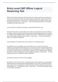 Entry-Level CBP Officer Logical Reasoning Test  Questions And Answers Graded A&plus;&period;
