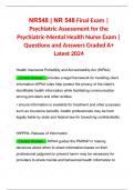 NR548 &vert; NR 548 Final Exam &vert; Psychiatric Assessment for the Psychiatric-Mental Health Nurse Exam &vert; Questions and Answers Graded A&plus; Latest 2024