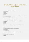 Orthotic CPM Exam Questions With 100&percnt; Correct Answers