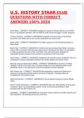 U&period;S&period; HISTORY STAAR EXAM QUESTIONS WITH CORRECT ANSWERS 100&percnt; 2024