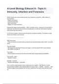 A-Level Biology Edexcel A - Topic 6 &colon; Immunity&comma; Infection and Forensics Exam 2024&sol;2025 Questions & Answers Guaranteed Pass&period;