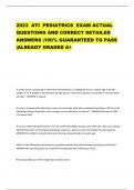 2023 ATI PEDIATRICS EXAM ACTUAL QUESTIONS AND CORRECT DETAILED ANSWERS &vert;100&percnt; GUARANTEED TO PASS &vert;ALREADY GRADED A&plus;