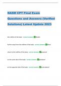 NASM CPT Final Exam  Questions and Answers &lpar;Verified  Solutions&rpar; Latest Update 2023