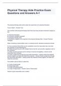 Physical Therapy Aide Practice Exam Questions and Answers A-1