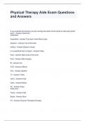 Physical Therapy Aide Exam Questions and Answers