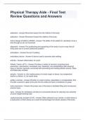Physical Therapy Aide - Final Test Review Questions and Answers