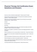 Physical Therapy Aid Certification Exam Questions and Answers