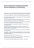 Intro to Physical Therapist Assistant Review Questions and Answers