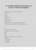 PA Psychiatry EOR Exam Questions And Answers &lpar;Verified And Updated&rpar;