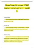 Microsoft Azure Administrator &lpar;AZ-104&rpar; Questions and Verified Answers &vert; Passed &vert;  A&plus; 