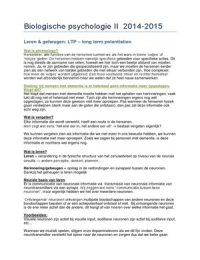 Biologische Psychologie II: samenvatting LTP, relationeel leren, visueel leren & instrumenteel leren