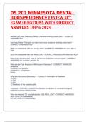 DS 207 MINNESOTA DENTAL JURISPRUDENCE REVIEW SET EXAM QUESTIONS WITH CORRECT ANSWERS 100&percnt; 2024