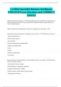Certified Specialist Business Intelligence UPDATED Exam Questions and CORRECT  Answers