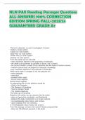 NLN PAX Reading Passages Questions  ALL ANSWERS 100&percnt; CORRECTION  EDITION SPRING FALL-2023&sol;24  GUARANTEED GRADE A&plus;