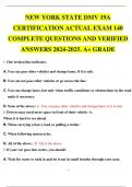 NEW YORK STATE DMV 19A CERTIFICATION ACTUAL EXAM 140 COMPLETE QUESTIONS AND VERIFIED ANSWERS 2024-2025&period; A&plus; GRADE&period;