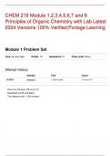 CHEM 219 Module 1&comma;2&comma;3&comma;4&comma;5&comma;6&comma;7 and 8 Principles of Organic Chemistry with Lab Latest 2024 Versions 100&percnt; Verified&semi;Portage Learning