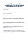 Certified Compliance and Ethics Professional &lpar;CCEP&rpar; Practice Questions 2024-with 100&percnt; Correct Answers
