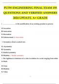 PLTW ENGINEERING FINAL EXAM 155 QUESTIONS AND VERIFIED ANSWERS 2024 UPDATE&period; A&plus; GRADE