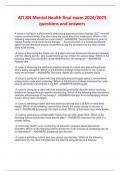 ATI RN Mental Health final exam 2024&sol;2025  questions and answers