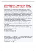 Object Oriented Programming - Final Exam &vert; With complete solution 2024&sol;25