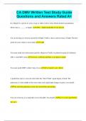 CA DMV Written Test Study Guide Questions and Answers Rated A&plus;