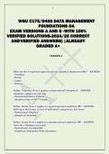 WGU C175&sol;D426 DATA MANAGEMENT  FOUNDATIONS OA  EXAM VERSIONS A AND B -WITH 100&percnt;  VERIFIED SOLUTIONS-2024&sol;25 CORRECT  AND VERIFIED ANSWERS&rpar; &vert;ALREADY  GRADED A&plus; 