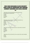 WGU C838 MANAGING CLOUD SECURITY  FINAL EXAM OA QUESTIONS AND VERIFIED  CORRECT ANSWERS 2024-2025&sol;GRADED  A&plus;
