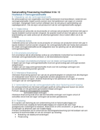 Samenvatting Financiering Hoofdstuk 9 t&sol;m 12